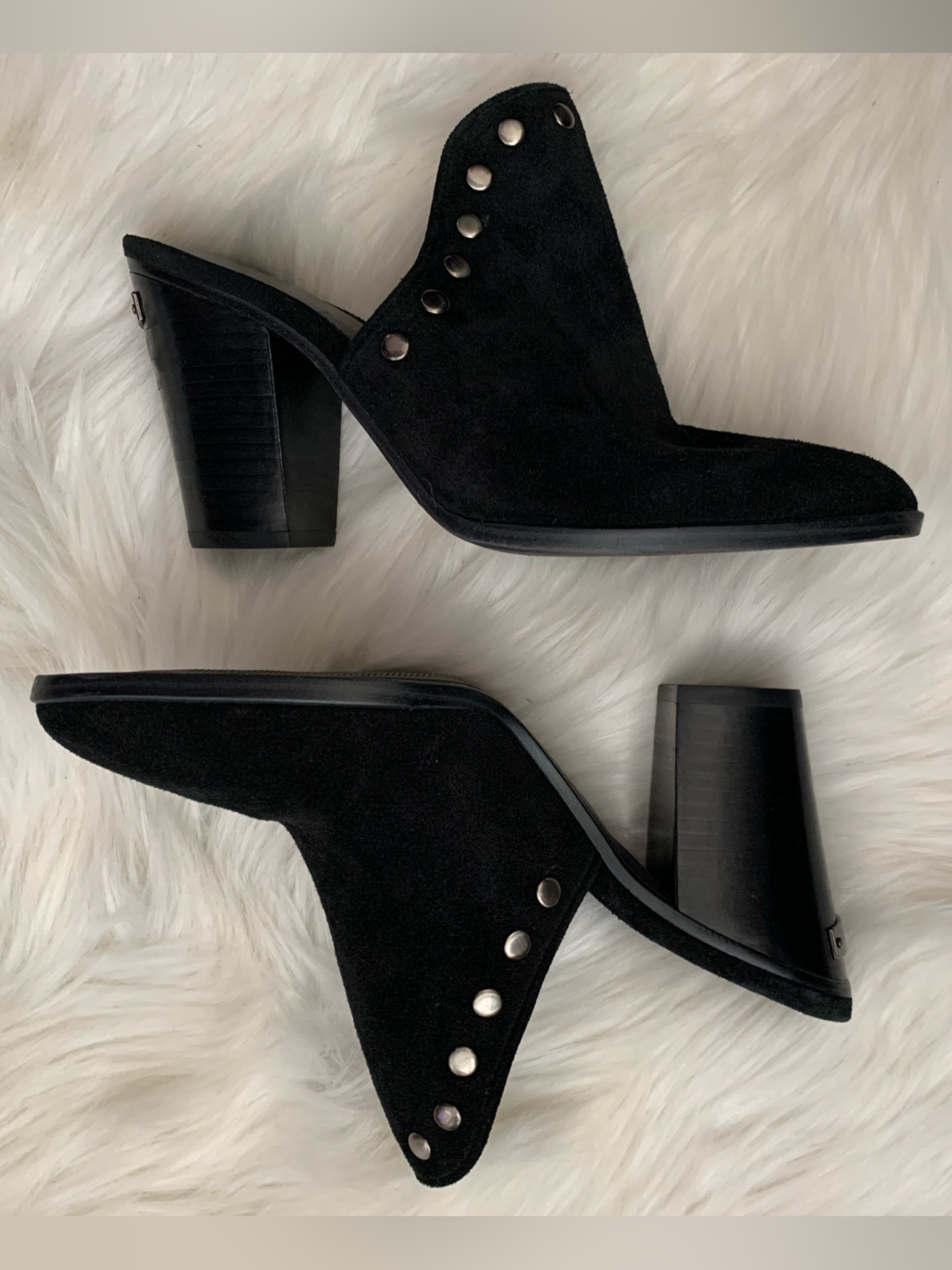 Michael Kors Black Suede Studded Block Heel Mule